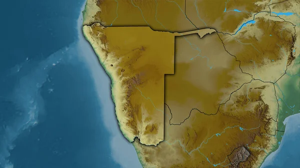 Área Namíbia Mapa Relevo Topográfico Projeção Estereográfica Composição Bruta Camadas — Fotografia de Stock