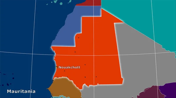 Zona Mauritania Mapa Divisiones Administrativas Proyección Estereográfica Composición Principal —  Fotos de Stock