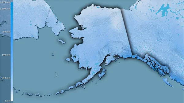 Precipitation Warmest Quarter United States Alaska Area Stereographic Projection Legend — Stock Photo, Image