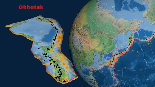 Охотська Тектонічна Плита Описана Експропрійована Представлена Всьому Світу Природна Топографічна — стокове фото