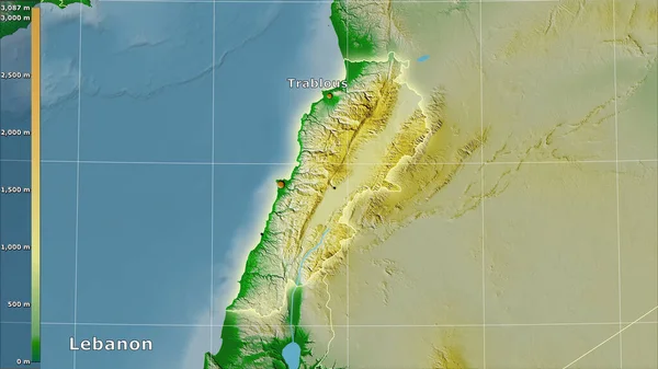 Mappa Fisica All Interno Dell Area Libanese Nella Proiezione Stereografica — Foto Stock