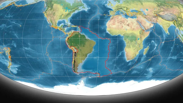 Plaque Tectonique Amérique Sud Décrite Sur Carte Topographique Mondiale Dans — Photo
