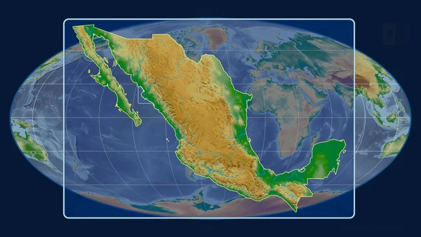Vista Ampliada Del Contorno México Con Líneas Perspectiva Contra Mapa — Foto de Stock