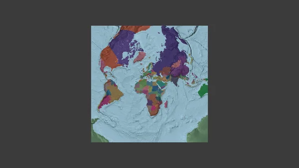 Cuadro Cuadrado Del Mapa Gran Escala Del Mundo Una Proyección — Foto de Stock