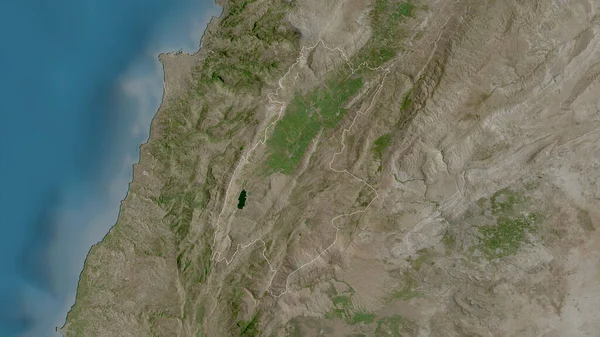 Bekaa Libanons Guvernör Satellitbilder Form Som Skisseras Mot Dess Landområde — Stockfoto