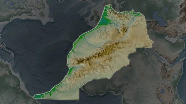 Marocco Zona Allargata Brillava Uno Sfondo Scuro Dei Suoi Dintorni — Foto Stock