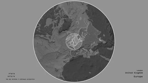 Área Reino Unido Marcada Com Círculo Mapa Grande Escala Continente — Fotografia de Stock