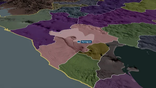 Managua Institutionen För Nicaragua Zoomas Och Markeras Med Kapital Färgad — Stockfoto