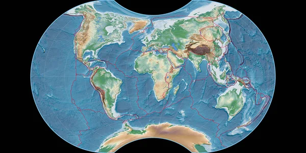 World Map Maurer Apparent Globolar Projection 경도를 중심으로 지도이다 셰이더 — 스톡 사진