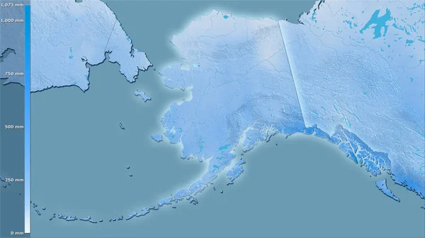 Niederschlag Des Wärmsten Quartals Gebiet Der Vereinigten Staaten Alaska Der — Stockfoto