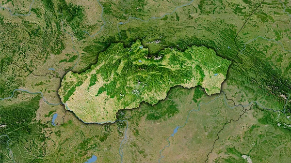 Obszar Słowacji Mapie Satelitarnej Projekcji Stereograficznej Surowa Kompozycja Warstw Rastrowych — Zdjęcie stockowe