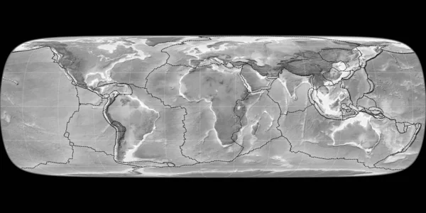 Mapa Del Mundo Proyección Tobler Centrado Longitud Este Mapa Elevación — Foto de Stock