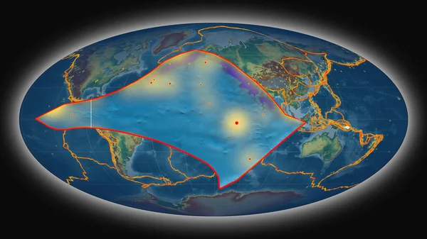 Placa Tectônica Mar Salomão Extrudado Apresentado Contra Mapa Global Relevo — Fotografia de Stock