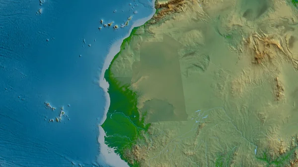 Mauretanien Zoomade Och Grannskap Huvuddragen Det Fysiska Landskapet Rendering — Stockfoto
