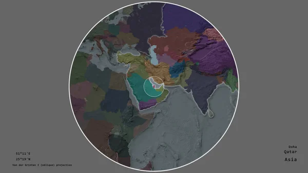 Zone Qatar Marquée Cercle Sur Carte Grande Échelle Continent Isolé — Photo