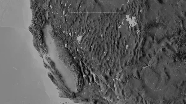 Nevada Delstaten Usa Grayscaled Karta Med Sjöar Och Floder Form — Stockfoto