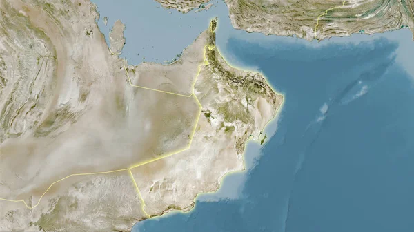 Área Omã Satélite Mapa Projeção Estereográfica Composição Bruta Camadas Raster — Fotografia de Stock
