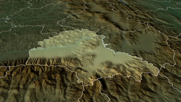 Brasov Графство Румунія Масштабується Виділено Основні Фізичні Особливості Ландшафту Візуалізація — стокове фото