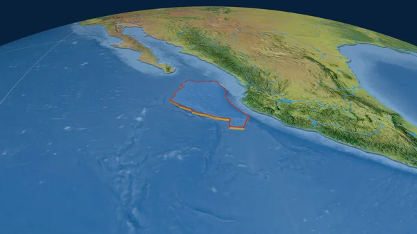 Piastra Tettonica Rivera Estrusa Sul Globo Mappa Topografica Rendering — Foto Stock