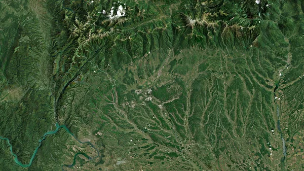 Gorj County Romania Satellite Imagery Shape Outlined Its Country Area — Stock Photo, Image