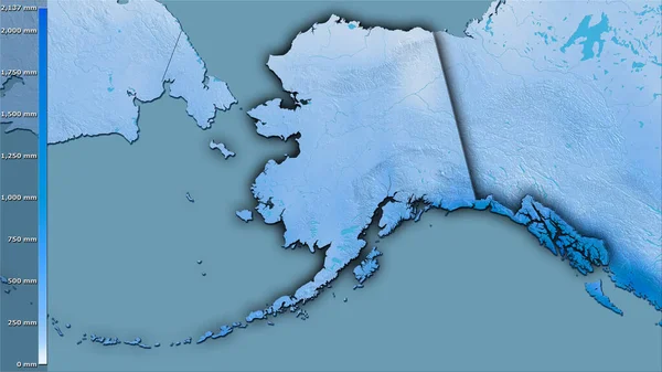 Precipitation Wettest Quarter United States Alaska Area Stereographic Projection Legend — Stock Photo, Image