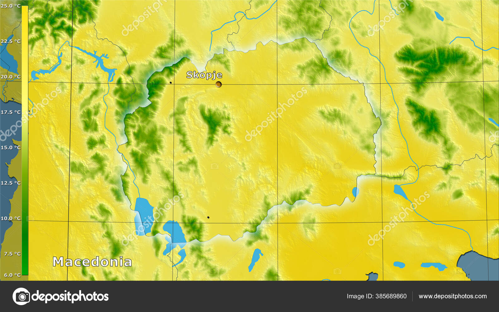 Mean Temperature Warmest Quarter Macedonia Area Stereographic