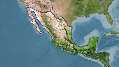 Uydu C haritasında Meksika bölgesi stereografik projeksiyonda - koyu parlak çizgili raster tabakalarının ham bileşimi