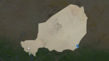 Nijer 'in vurgulanmış bölgesi. Mahallesinin doymamış haritasında sermaye noktası var. Uydu görüntüleri