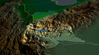 Tachira - Venezuela eyaleti sermaye ile yakınlaştırıldı ve vurgulandı. Ana fiziksel manzara özellikleri. 3B görüntüleme