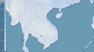 Vietnam bölgesindeki en kurak ayın yağışı efsanevi stereografik projeksiyonla - raster tabakalarının ham bileşimi