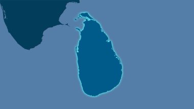 Stereografik projeksiyondaki katı haritada Sri Lanka alanı - ışık saçan ana hatlı raster katmanlarının ham bileşimi