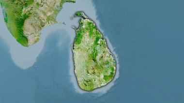 Uyduda Sri Lanka alanı stereografik projeksiyonda bir harita - koyu parlak dış hatlı raster tabakalarının ham bileşimi