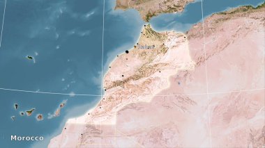Stereografik projeksiyondaki C uydusu haritasında Fas bölgesi - ana kompozisyon