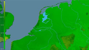 Efsanevi stereografik projeksiyondaki Hollanda bölgesinin ortalama sıcaklığı - raster tabakalarının ham bileşimi