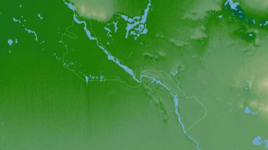 Khorezm, Özbekistan bölgesi. Gölleri ve nehirleri olan renkli gölge verileri. Ülke alanına göre şekillendirilmiş. 3B görüntüleme