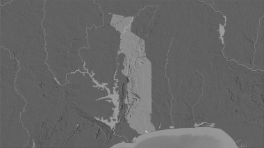 Stereografik projeksiyondaki bilek yüksekliği haritasında Togo alanı - raster katmanlarının ham bileşimi