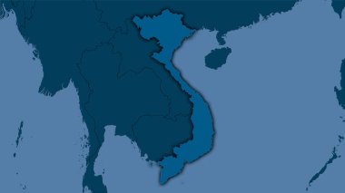 Stereografik projeksiyondaki katı haritada Vietnam bölgesi. Koyu parlak çizgili raster tabakalarının ham bileşimi.