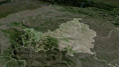 Cluj - Romanya ilçesi yakınlaştırıldı ve ön plana çıkarıldı. Uydu görüntüleri. 3B görüntüleme