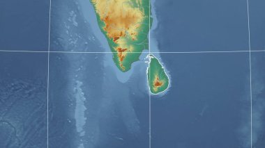 Sri Lanka. Mahalle - ülkenin dış hatlarıyla uzak perspektif. topografik yardım haritası