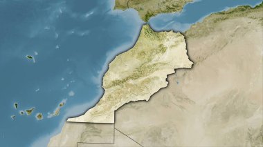 Uydu B haritasındaki Fas bölgesi stereografik projeksiyonda - koyu parlak çizgili raster tabakalarının ham bileşimi