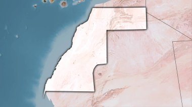 Batı Sahra bölgesi, stereografik projeksiyondaki C uydusu haritasında - koyu parlak dış hatları olan raster tabakalarının ham bileşimi