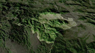 Sırbistan 'ın Toplicki ilçesi yakınlaştırıldı ve ön plana çıkarıldı. Uydu görüntüleri. 3B görüntüleme
