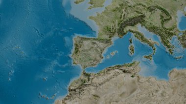 İspanya yakınlaştı ve yakınlaştı. Uydu görüntüleri. 3B görüntüleme