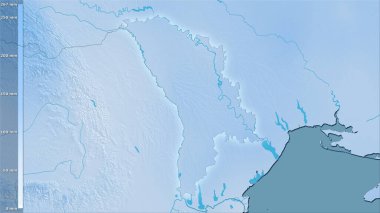 Efsanevi stereografik projeksiyonda Moldova bölgesinin en soğuk çeyreğinin yağışı - ışık saçan dış hatlı raster tabakalarının ham bileşimi