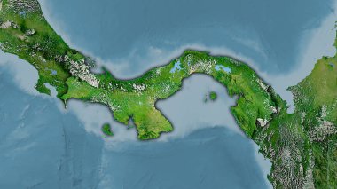 Stereografik projeksiyondaki C uydusunun panama alanı - koyu parlak dış hatlı raster tabakalarının ham bileşimi