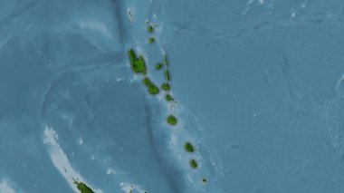 B uydusundaki Vanuatu alanı stereografik projeksiyonda - koyu parlak dış hatları olan raster tabakalarının ham bileşimi