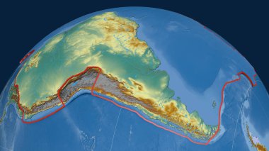 South America tectonic plate extruded on the globe. topographic relief map. 3D rendering clipart