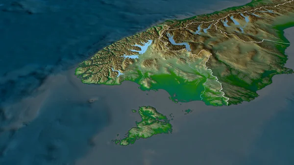 Southland Regionfullmäktige Nya Zeeland Zoomade Och Belyste Huvuddragen Det Fysiska — Stockfoto