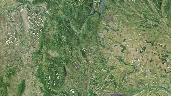 セルビアのボルスキ地区 衛星画像 形状は その国の領域に対して概説 3Dレンダリング — ストック写真