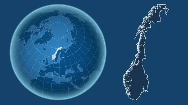 与缩放地图相对照的国家形状的球体 其轮廓在蓝色背景上孤立 只形状 海洋面具 — 图库照片